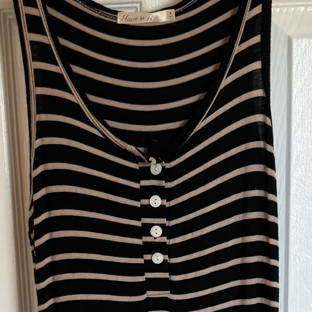 SOLD‼️4/$15 Heart & Hips Black and Tan Striped Maxi Dress Size Small - Picture 5 of 5